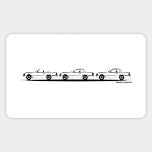 Row of Three Mercedes SL Type W107 450SL 560SL Magnet